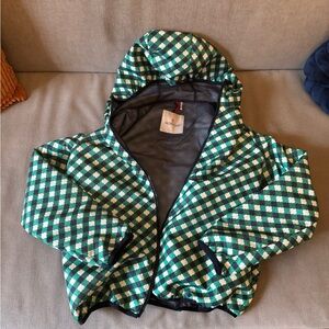 Moncler women’s  Green and White Checkered Raincoat Sz 1